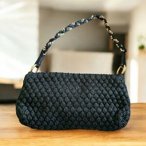 Elegant Black Woven Handbag